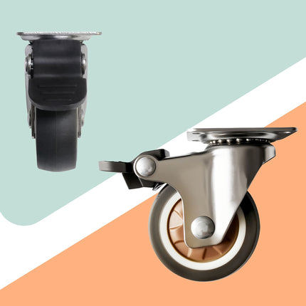 Swivel Castors With Brakes, 4-Pack, Non-Marking Rubber