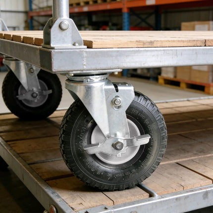 Swivel Castors with Brake, Pneumatic Tyres, Set of 2