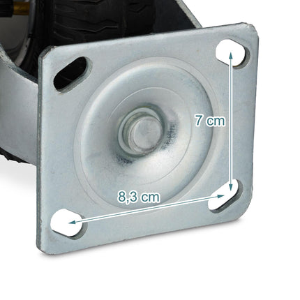 Swivel Castors with Brake, Pneumatic Tyres, Set of 2