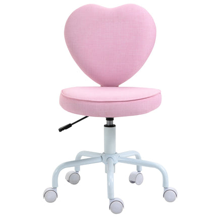 Pink Heart Swivel Chair, adjustable height, linen fabric