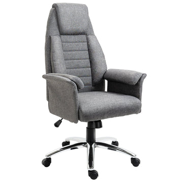 Height-adjustable gray office chair, fabric & metal