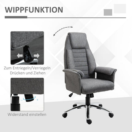 Height-adjustable gray office chair, fabric & metal