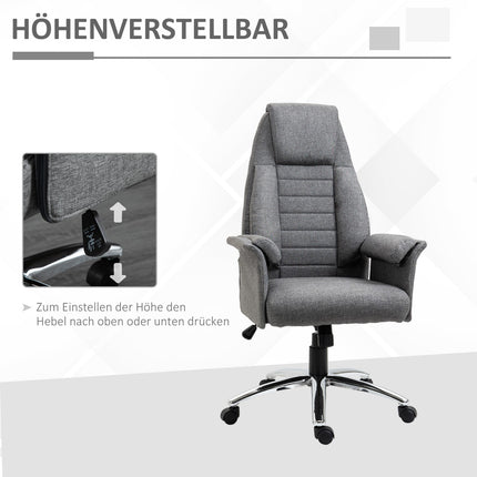 Height-adjustable gray office chair, fabric & metal