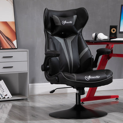 Ergonomic gaming swivel chair, adjustable height, black/grey