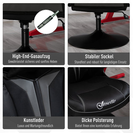 Ergonomic gaming swivel chair, adjustable height, black/grey