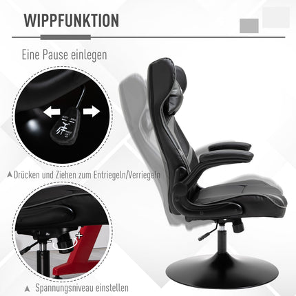 Ergonomic gaming swivel chair, adjustable height, black/grey
