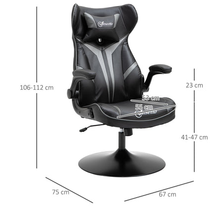 Ergonomic gaming swivel chair, adjustable height, black/grey