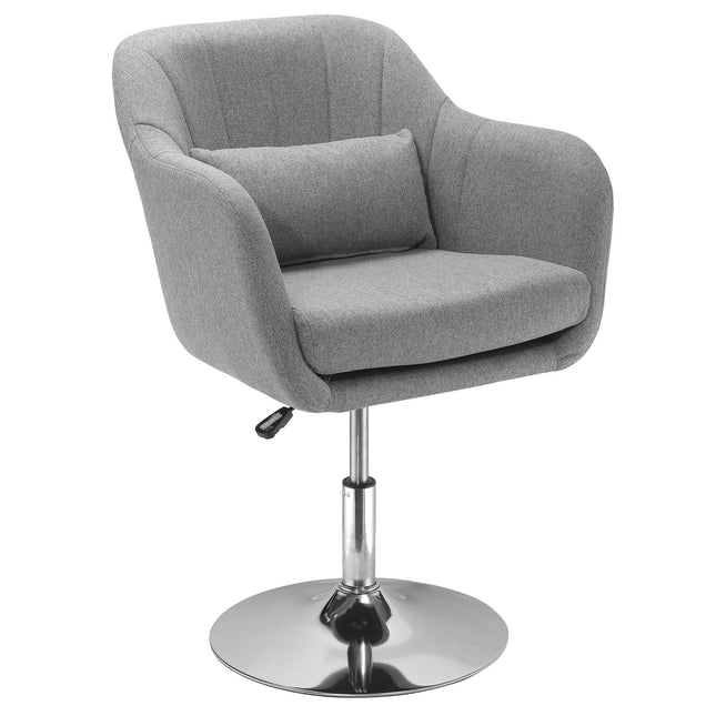 Height-adjustable swivel chair, linen-covered, grey