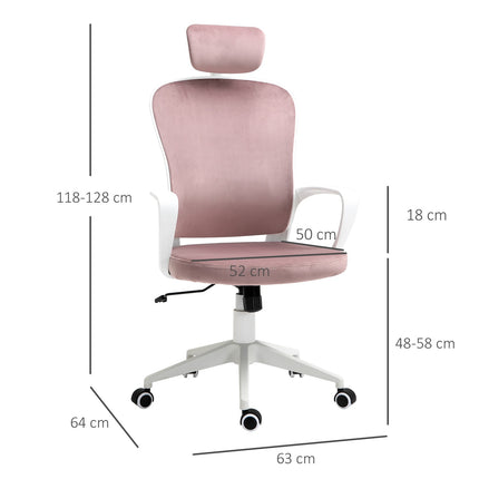 Ergonomic office chair, height adjustable, pink 63X64X118-128cm