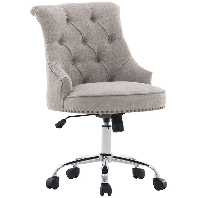 Executive Swivel Chair in light gray linen, adjustable in height