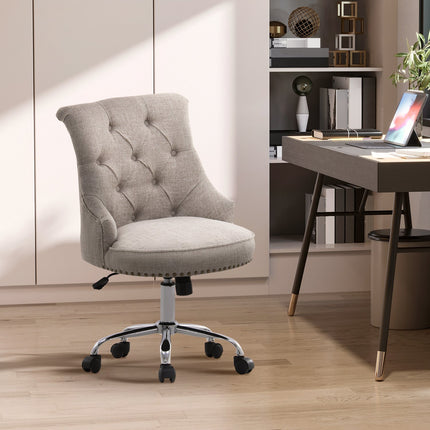 Executive Swivel Chair in light gray linen, adjustable in height