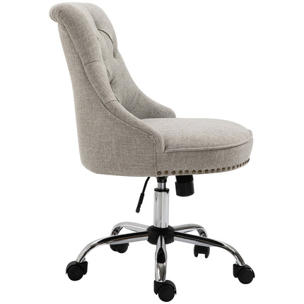 Executive Swivel Chair in light gray linen, adjustable in height