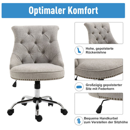 Executive Swivel Chair in light gray linen, adjustable in height