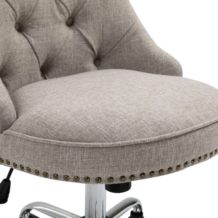 Executive Swivel Chair in light gray linen, adjustable in height