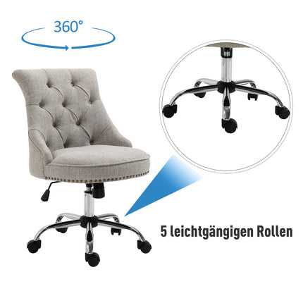 Executive Swivel Chair in light gray linen, adjustable in height