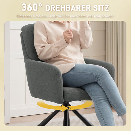 Swivel Dining Chair, Grey, Padded Seat & Armrests