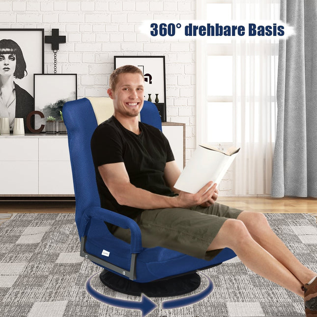 Draaibare vloerstoel, verstelbare rugleuning, blauw