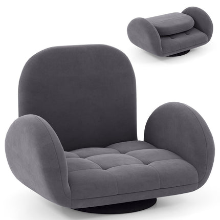 Swivel Floor Chair with Adjustable Backrest & Armrests, Gray