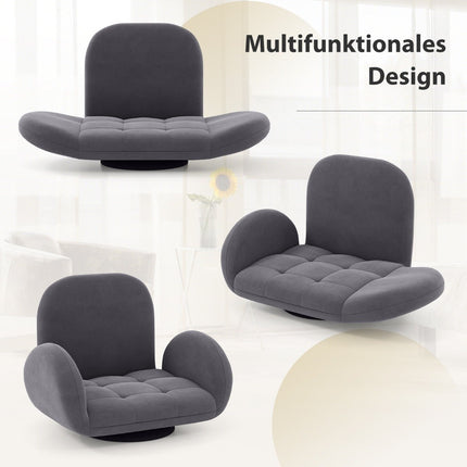Swivel Floor Chair with Adjustable Backrest & Armrests, Gray