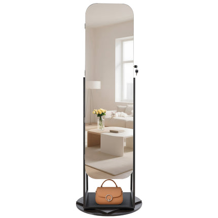 Swivel Jewelry Cabinet with Full-Length Mirror, Lockable