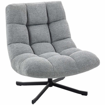 Swivel Lounge Chair, Armless Wide Seat, Gray Chenille