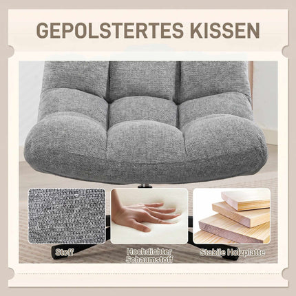Swivel Lounge Chair, Armless Wide Seat, Gray Chenille