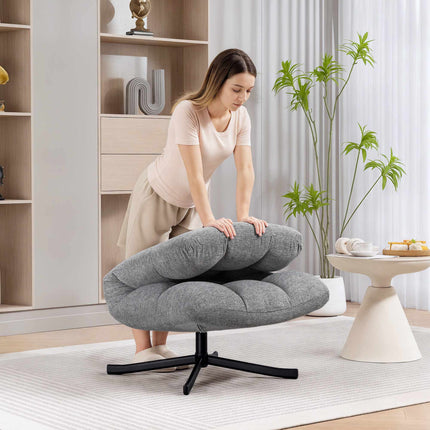 Swivel Lounge Chair, Armless Wide Seat, Gray Chenille