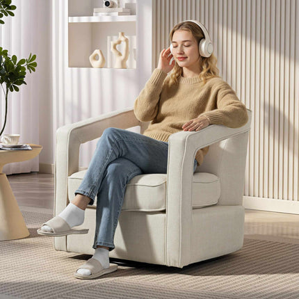 Swivel Lounge Chair, Beige, 360 Rotation, 77 x 75 x 72 cm