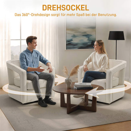 Swivel Lounge Chair, Beige, 360 Rotation, 77 x 75 x 72 cm