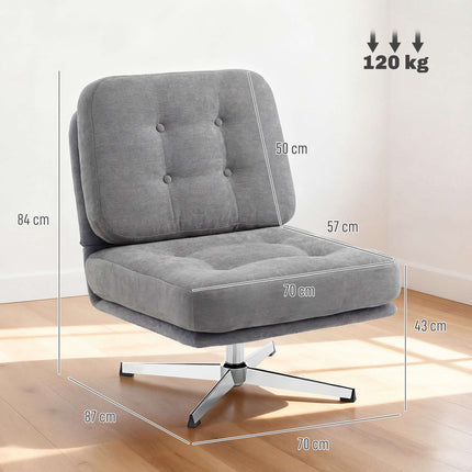 Swivel Lounge Chair, Chenille Fabric, 70 cm Seat
