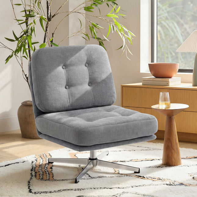 Swivel Lounge Chair, Chenille Fabric, 70 cm Seat