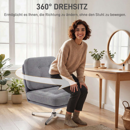 Swivel Lounge Chair, Chenille Fabric, 70 cm Seat