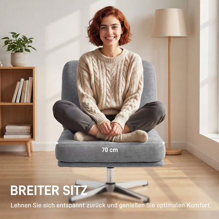 Swivel Lounge Chair, Chenille Fabric, 70 cm Seat