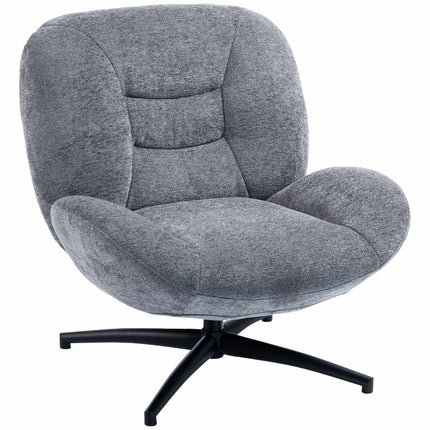 Swivel Lounge Chair, Dark Grey Chenille Fabric