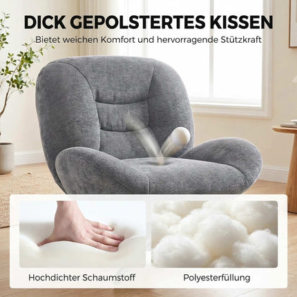 Swivel Lounge Chair, Dark Grey Chenille Fabric