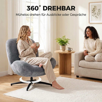 Swivel Lounge Chair, Dark Grey Chenille Fabric