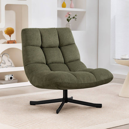 Swivel Lounge Chair, Wide Seat, Water-Resistant Chenille, Green