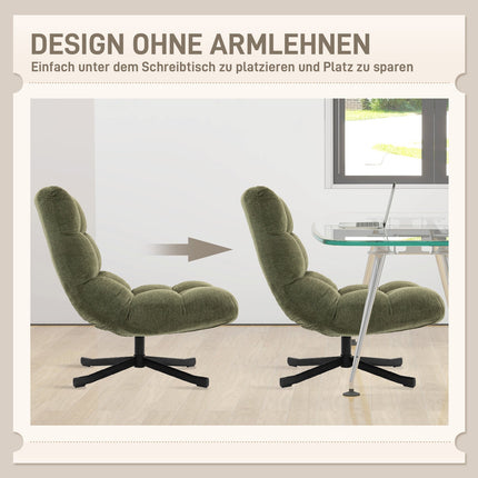 Swivel Lounge Chair, Wide Seat, Water-Resistant Chenille, Green