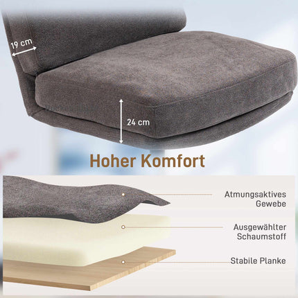 Swivel Lounge Chair with Ottoman, Dark Grey Linen-Look