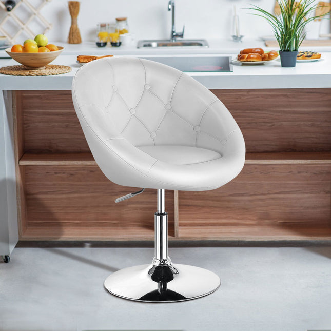 Draaibare make-upstoel, kunstleer, chromen onderstel, wit