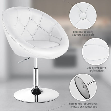 Swivel Makeup Chair, PU Leather, Chrome Base, White