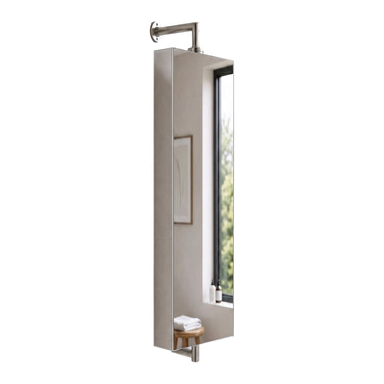 Swivel Mirror Cabinet, Stainless Steel, Wall-Mounted