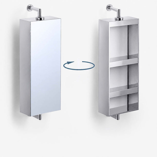 Swivel Mirror Cabinet, Stainless Steel, Wall-Mounted