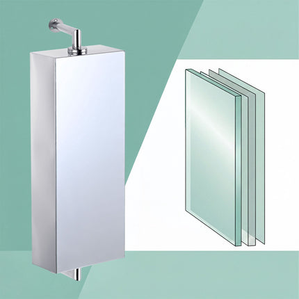 Swivel Mirror Cabinet, Stainless Steel, Wall-Mounted