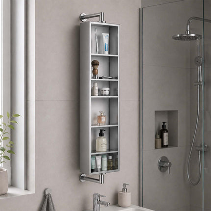 Swivel Mirror Cabinet, Stainless Steel, Wall-Mounted