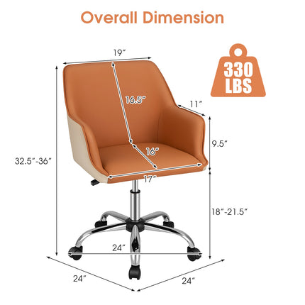 Swivel Office Chair, Adjustable Height, PU Leather