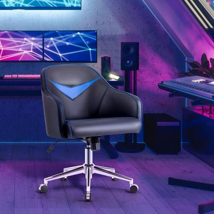 Swivel Office Chair, Adjustable Height, Recline, Blue-Black