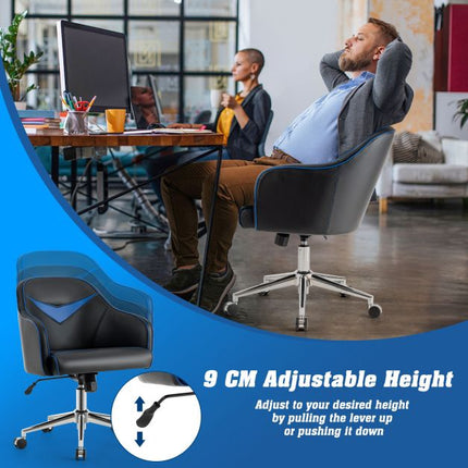 Swivel Office Chair, Adjustable Height, Recline, Blue-Black