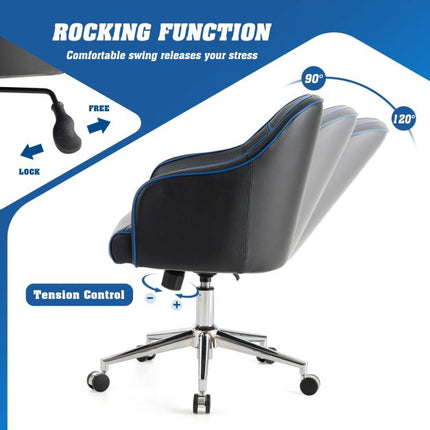 Swivel Office Chair, Adjustable Height, Recline, Blue-Black