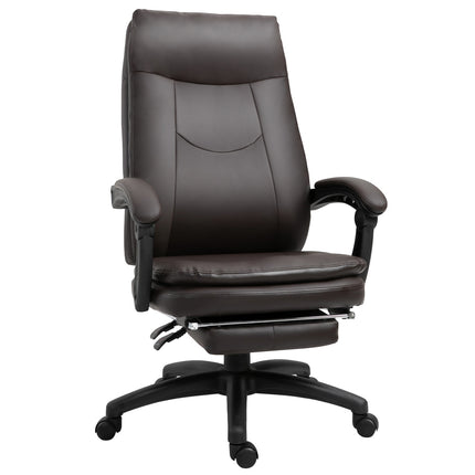 Ergonomic executive swivel chair with footrest, brown